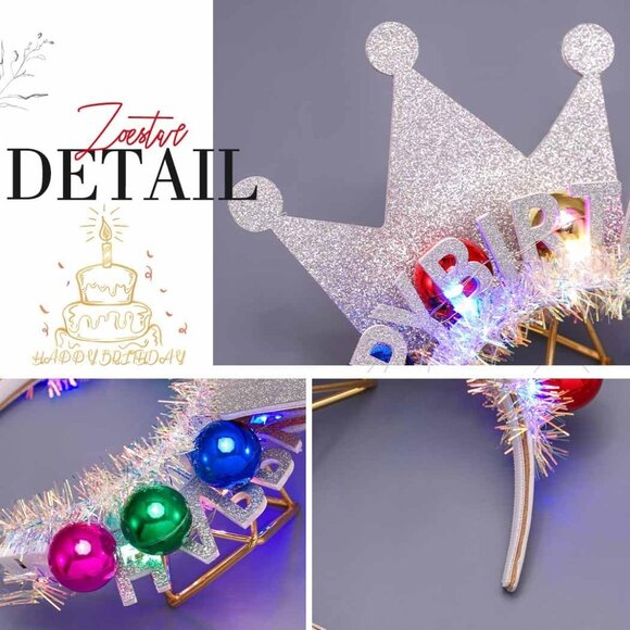 Birthday Glow Headband LED Light Up Party Hair Accessory Women - Picture 6 of 6